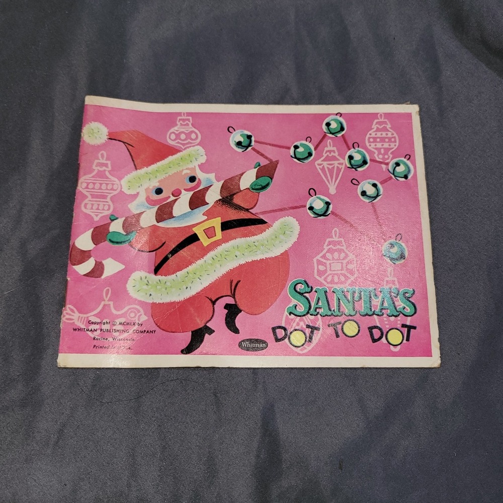 Vtg 1960 Whitman Santa Christmas Dot To Dot Coloring Book Ephemera